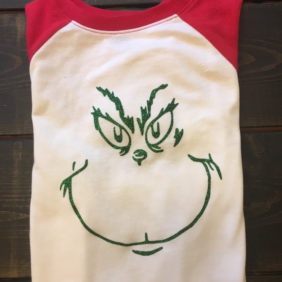 🎄Grinch Face on Red Raglan 3t 🎄 - Picture 7 of 8